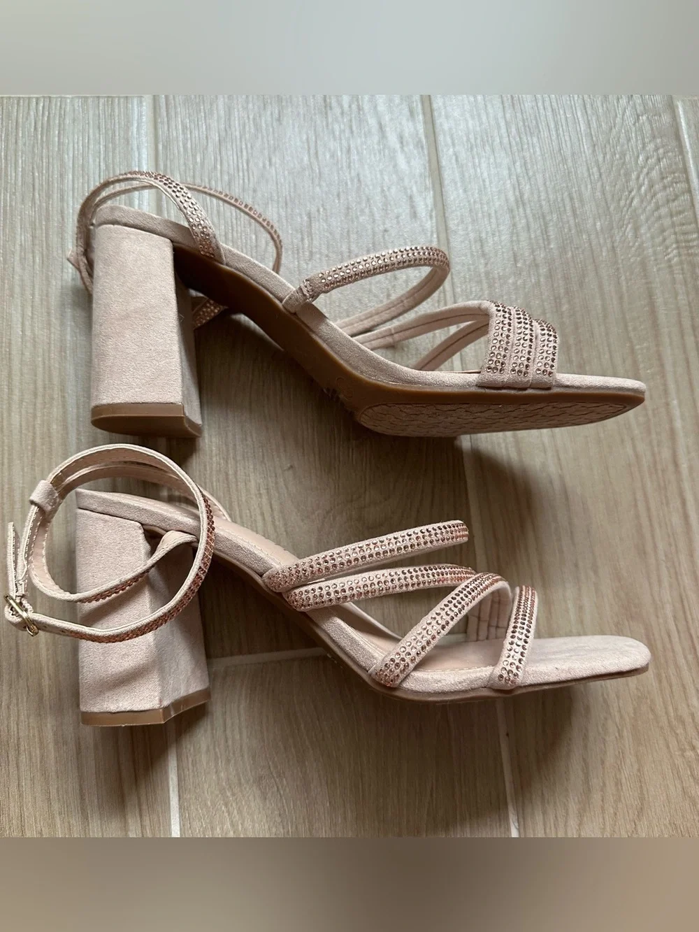 Kelly & Katie Blush Pink Strappy Block Heel Sandals